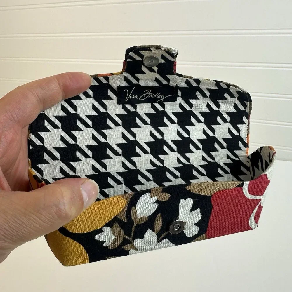 Vera Bradley Bittersweet Eyeglasses Hard Case Floral Houndstooth Red Yellow